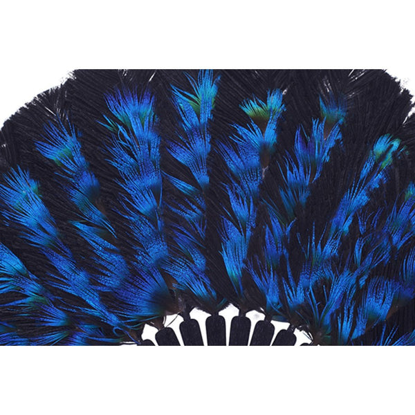 Luxury Blue Polka hand-fan by Duvelleroy Paris made in FRANCE - La