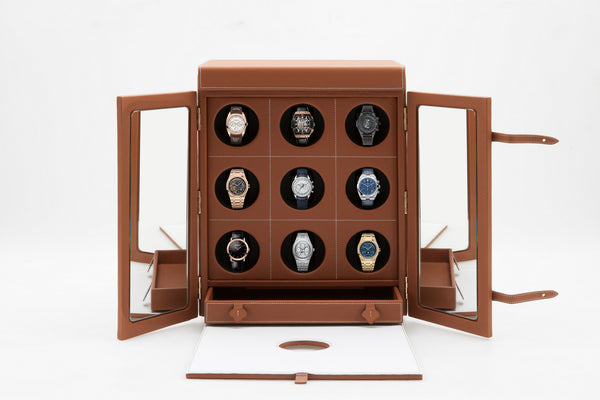Le Temps IX Luxury Watch Winder for 9 watches by Maltier le Malletier & La Perfection Louis