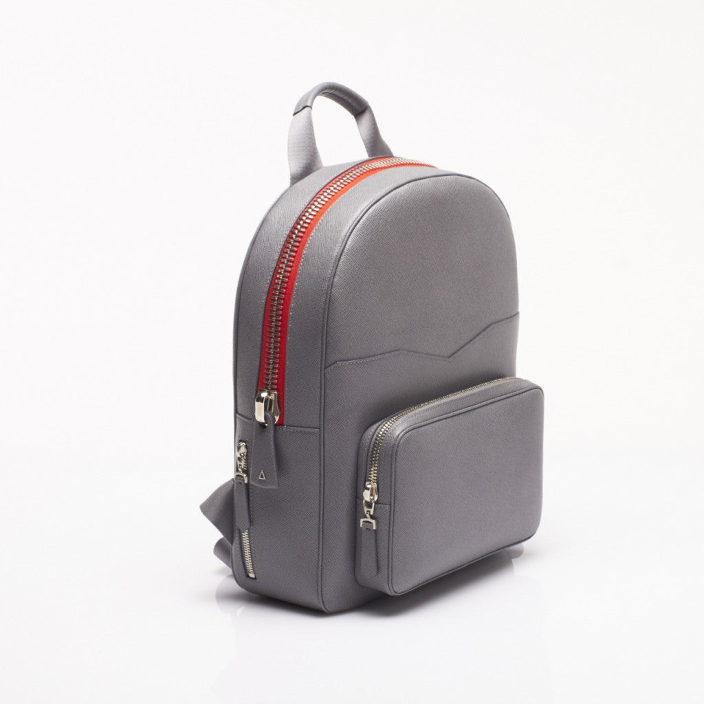 Made in FRANCE DUROC Luxury Backpack in Grey Grained Leather by Anonyme  Paris