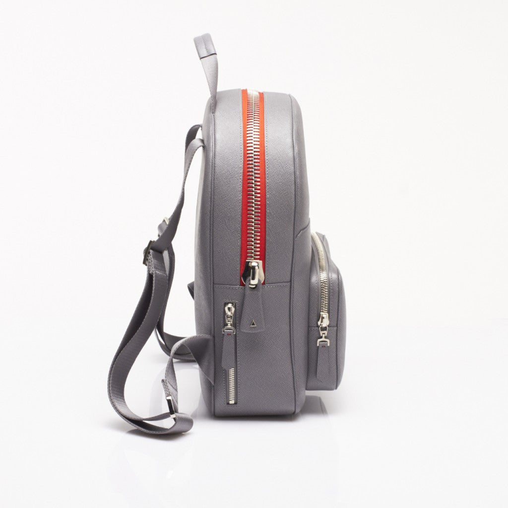 Made in FRANCE DUROC Luxury Backpack in Grey Grained Leather by Anonyme Paris