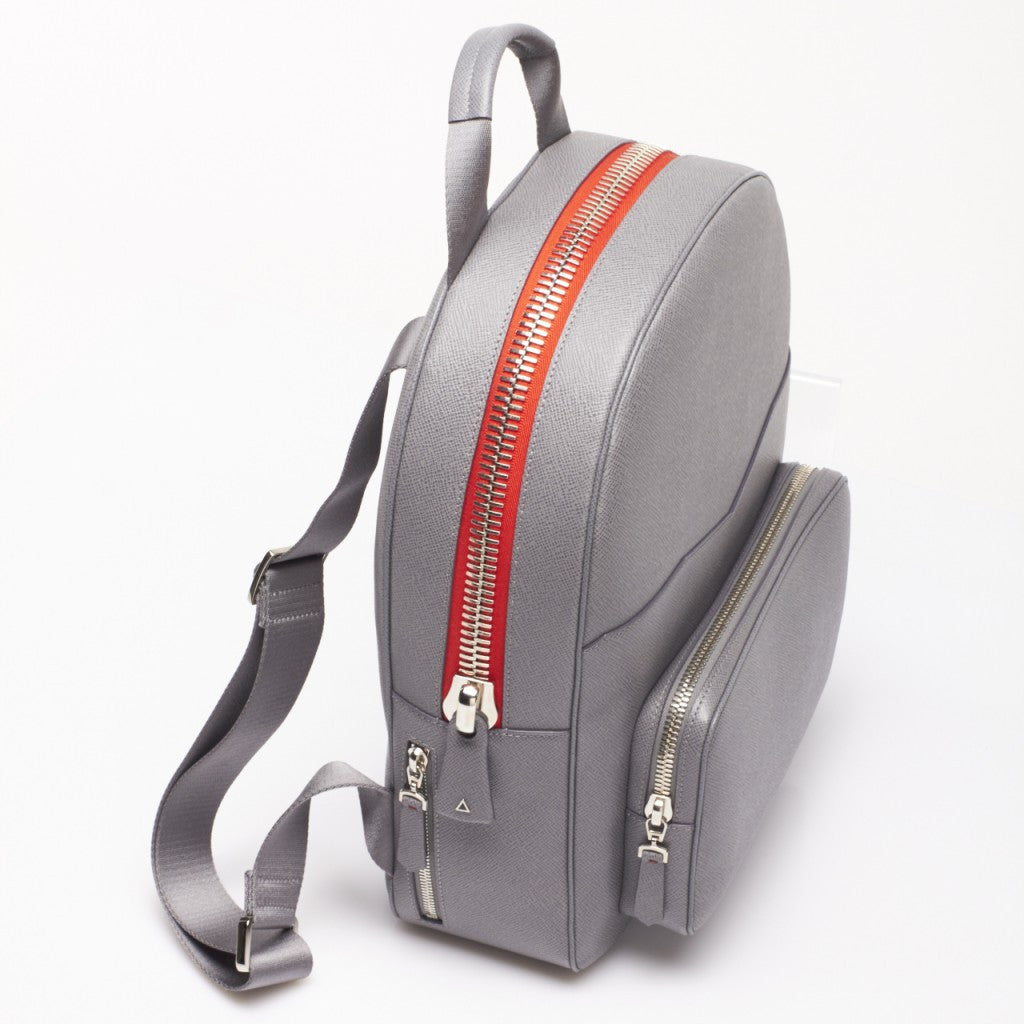 Made in FRANCE DUROC Luxury Backpack in Grey Grained Leather by Anonyme Paris