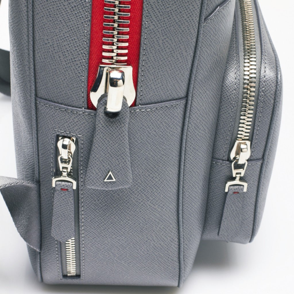 box backpack leather french Made in FRANCE DUROC Luxury Backpack in Grey Grained Leather by Anonym