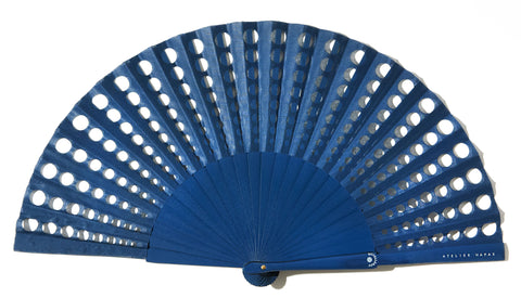 Blue See-Through hand-fan Atelier Hapax by DUVELLEROY Paris 1827 made in FRANCE