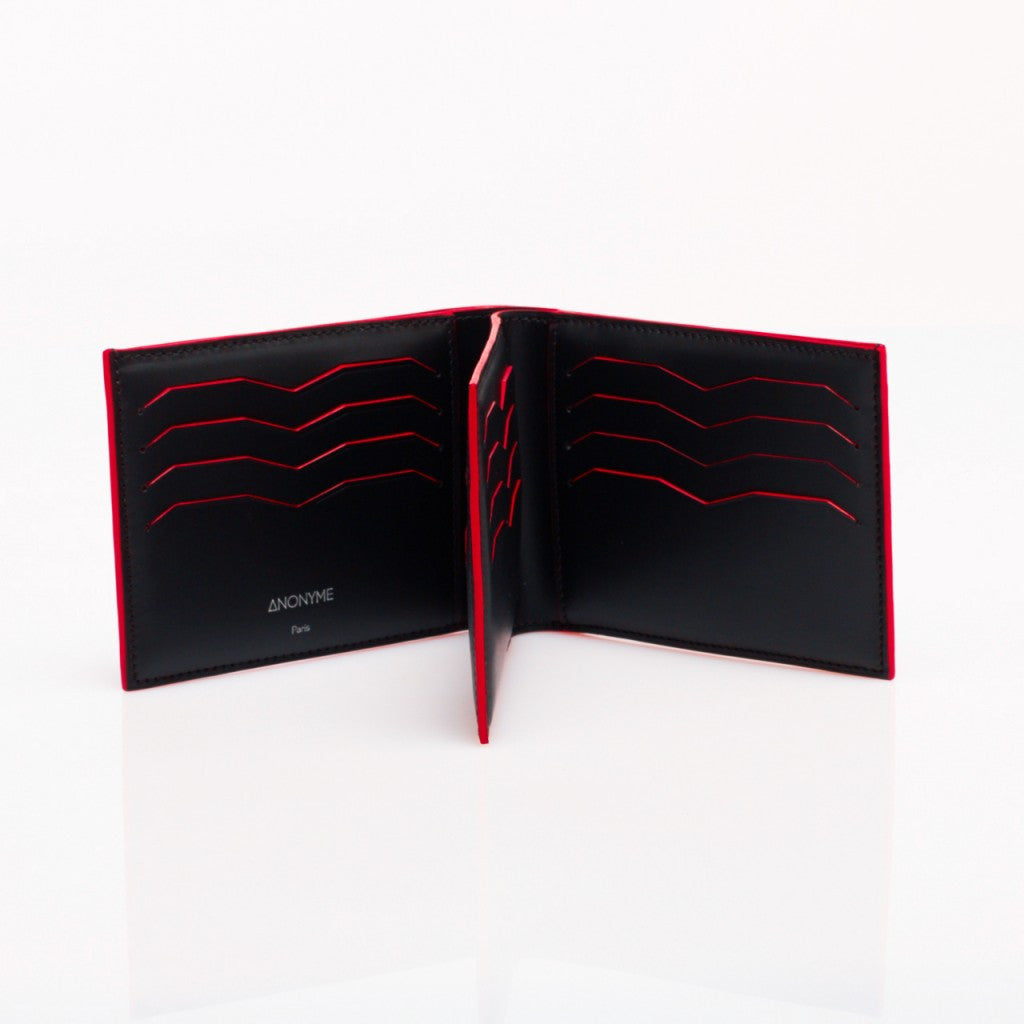 Made in FRANCE Gambetta Luxury Wallet in Black Goatskin Caviar by Anonyme Paris (16 credit card slots)