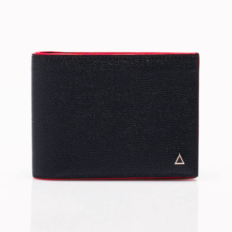 Made in FRANCE Tourny Luxury Wallet in Black Goatskin Caviar by Anonyme Paris (8 credit card slots)