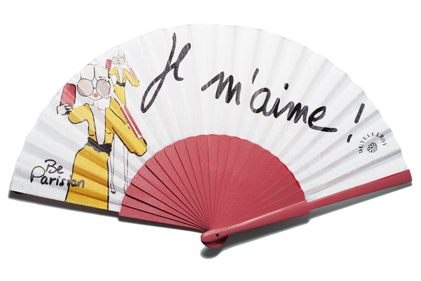 Pink	Selfie hand-fan JE M'AIME (I love myself) by DUVELLEROY Paris 1827 made in FRANCE