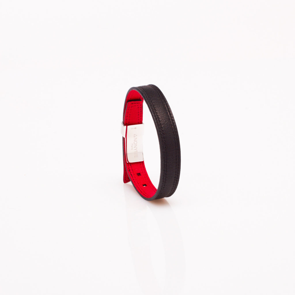 Le Lien 12MM – Black Madras Goatskin Bracelet by Anonyme Paris