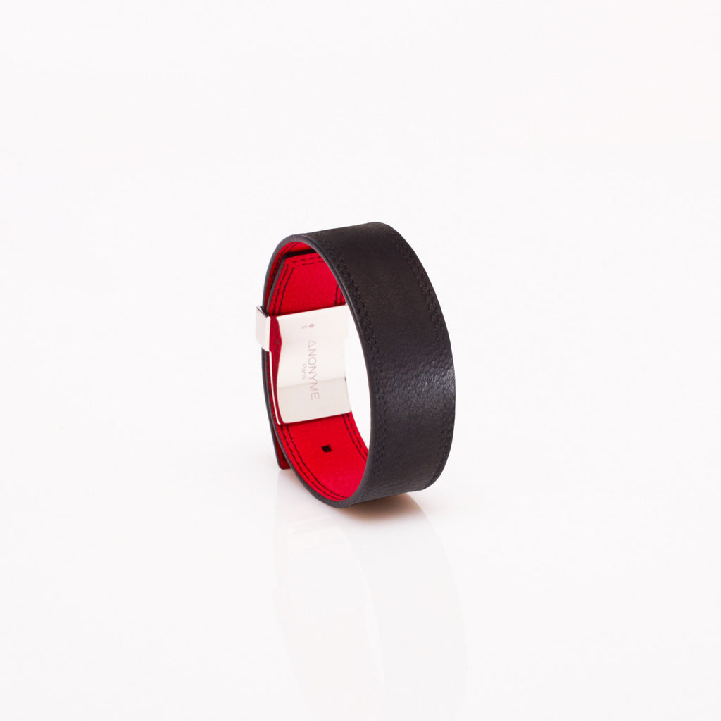 Le Lien 21MM – Black Glazed Goatskin Bracelet by Anonyme Paris