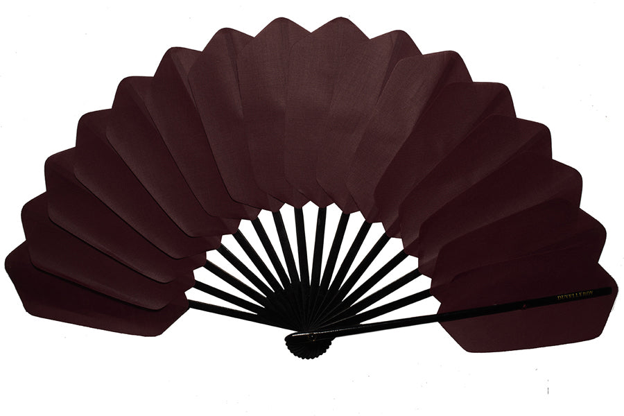 Burgundy Bordeaux Palmette cotton and Bokapi wood hand fan by DUVELLEROY Paris 1827 Made in FRANCE