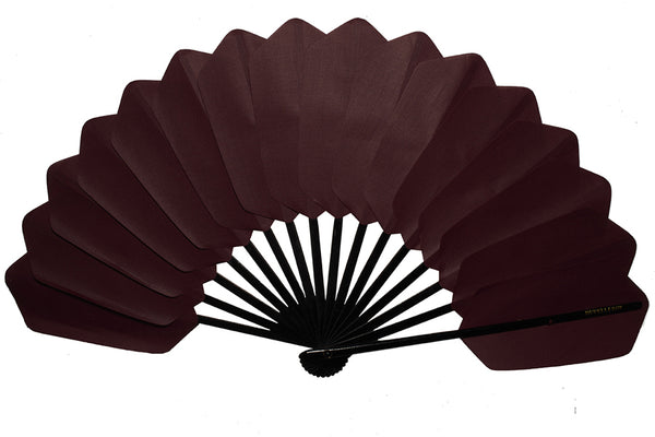 Burgundy Bordeaux Palmette cotton and Bokapi wood hand fan by DUVELLEROY Paris 1827 Made in FRANCE