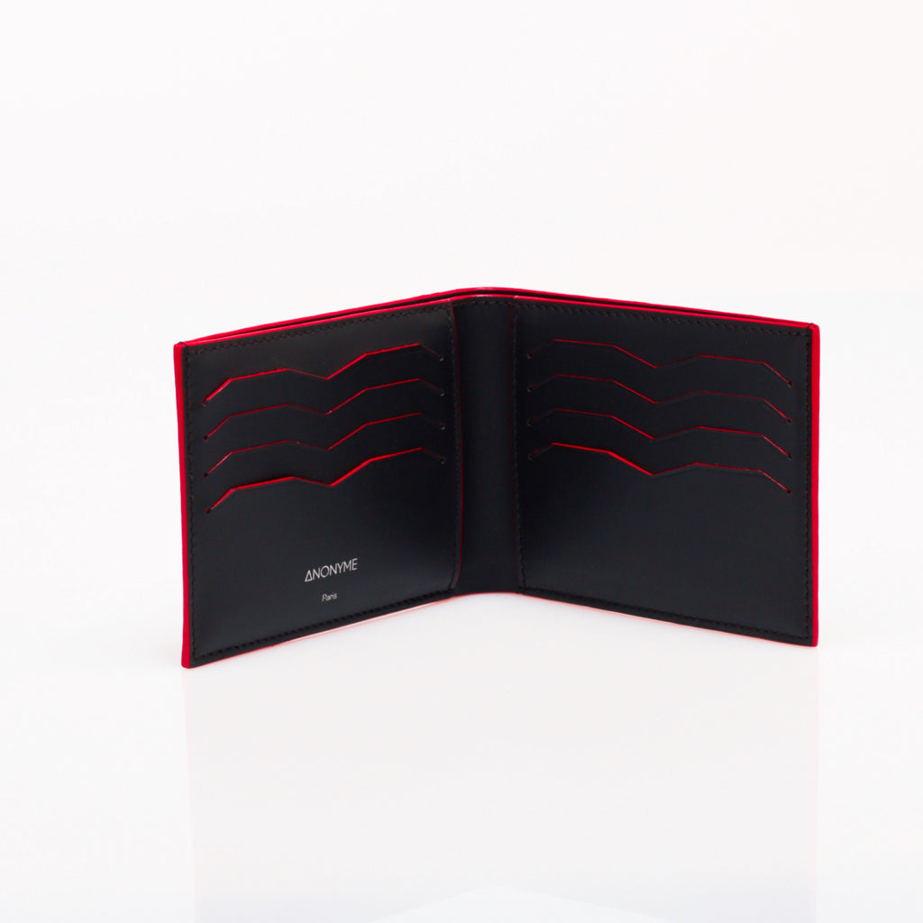 Made in FRANCE Tourny Luxury Wallet in Black Goatskin Caviar by Anonyme Paris (8 credit card slots)