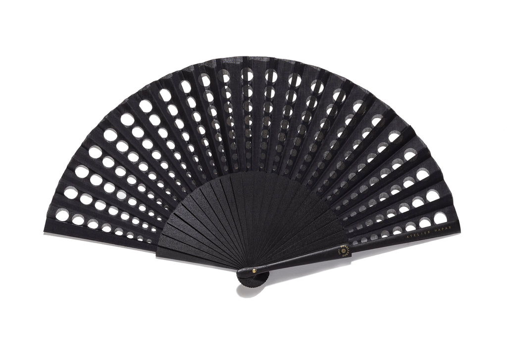 Black See-Through hand-fan Atelier Hapax by DUVELLEROY Paris 1827 made in FRANCE