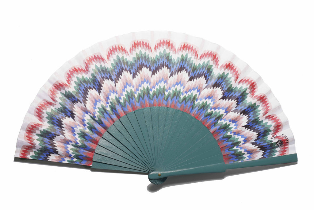 Green Plumier (green bird) hand-fan by DUVELLEROY Paris 1827 made in FRANCE