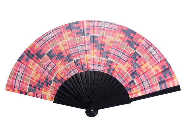 Red Damnon hand-fan by DUVELLEROY Paris 1827 made in FRANCE