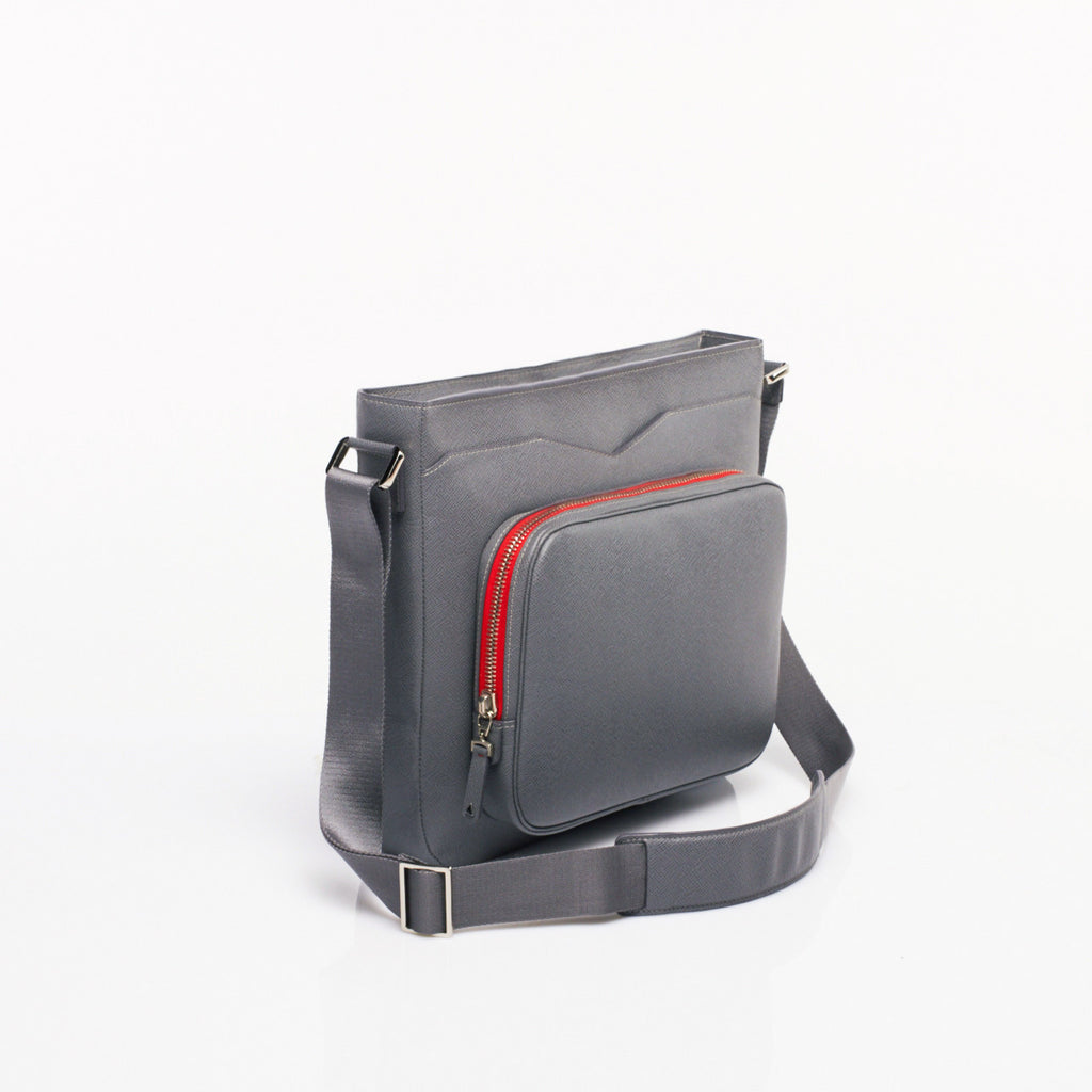 Made in FRANCE Vavin Luxury Satchel in Grey Calfskin Leather by Anonyme Paris