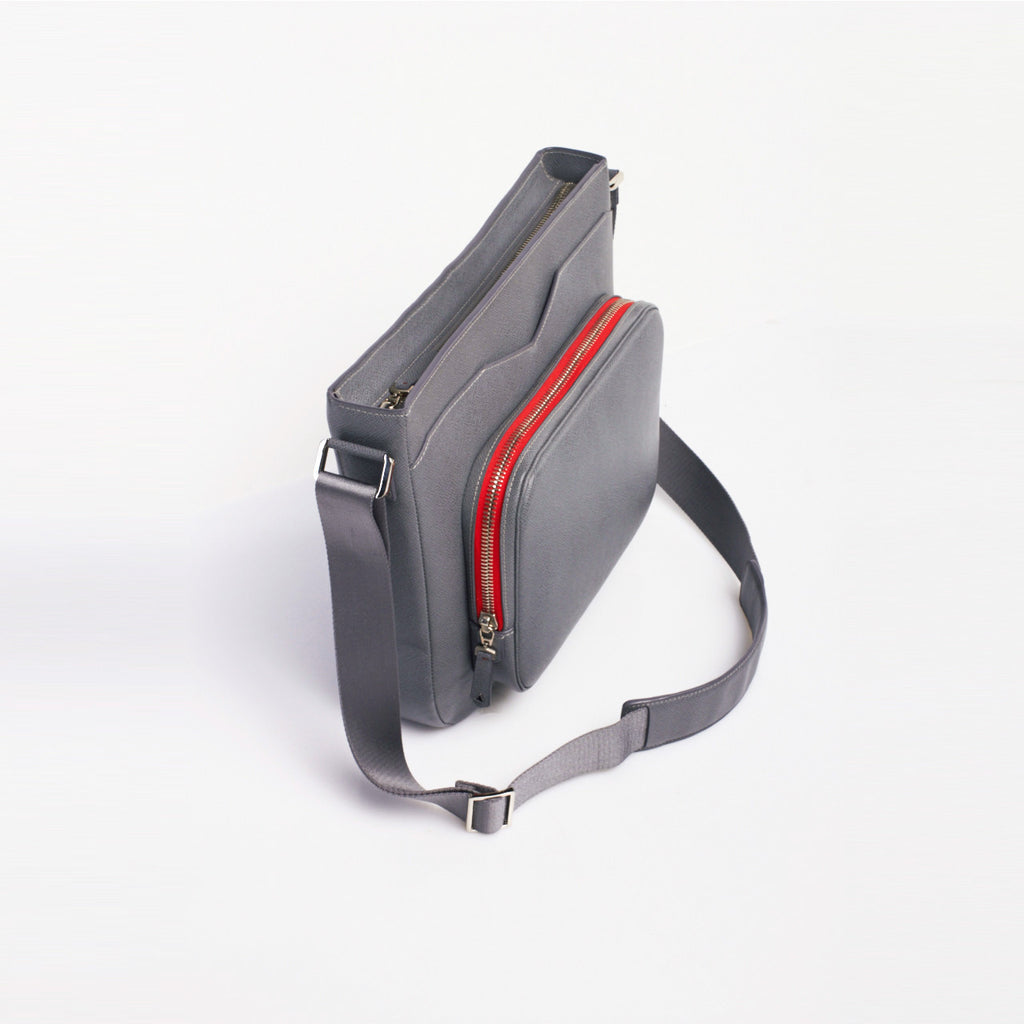 Made in FRANCE Vavin Luxury Satchel in Grey Calfskin Leather by Anonyme Paris