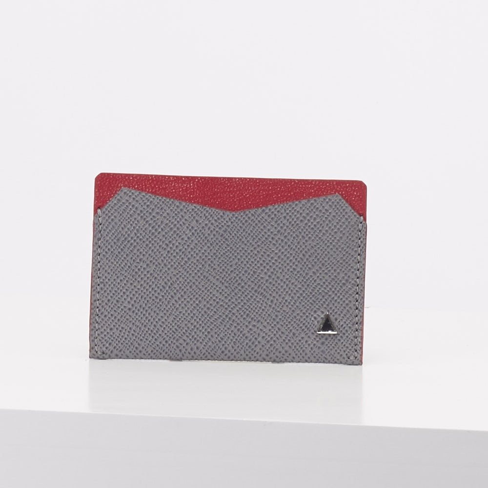 Made in FRANCE Victoire Credit Card Holder in Grey Goatskin (2