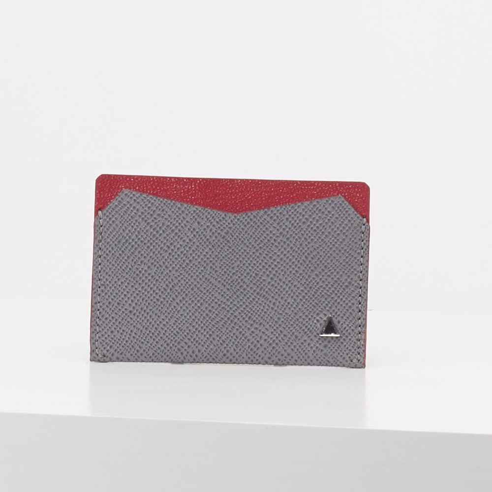 Made in FRANCE Victoire Credit Card Holder in Grey Goatskin (2 credit card slots) by ANONYME Paris