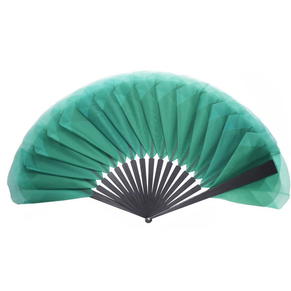 Luxury Emerald Green Tulipe hand-fan by Duvelleroy Paris made in FRANCE