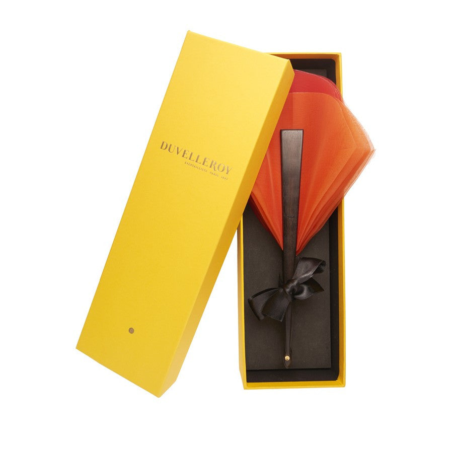 Luxury Apricot Tulipe hand-fan by Duvelleroy Paris made in FRANCE