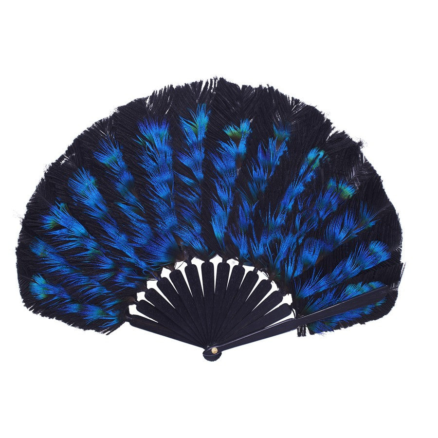 Luxury Blue Polka hand-fan by Duvelleroy Paris made in FRANCE