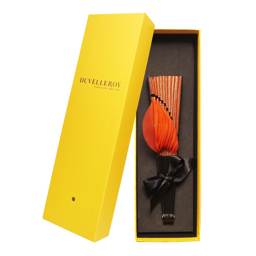 Luxury Apricot Petal hand-fan by Duvelleroy Paris made in FRANCE