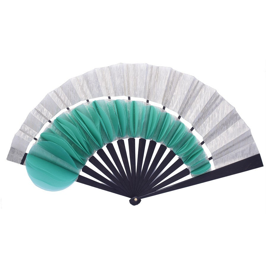 Luxury Silver Petal hand-fan by Duvelleroy paris made in FRANCE