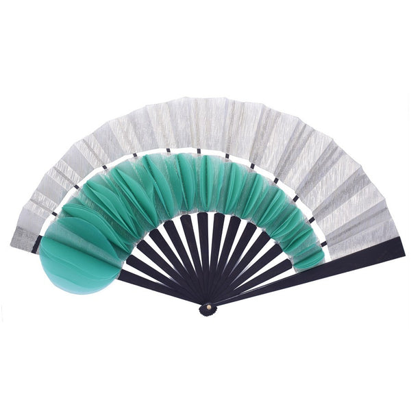 Luxury Silver Petal hand-fan by Duvelleroy paris made in FRANCE