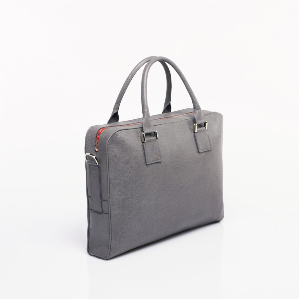 Made in FRANCE Republique Luxury Bag in Grey Calfskin Leather by Anonyme Paris