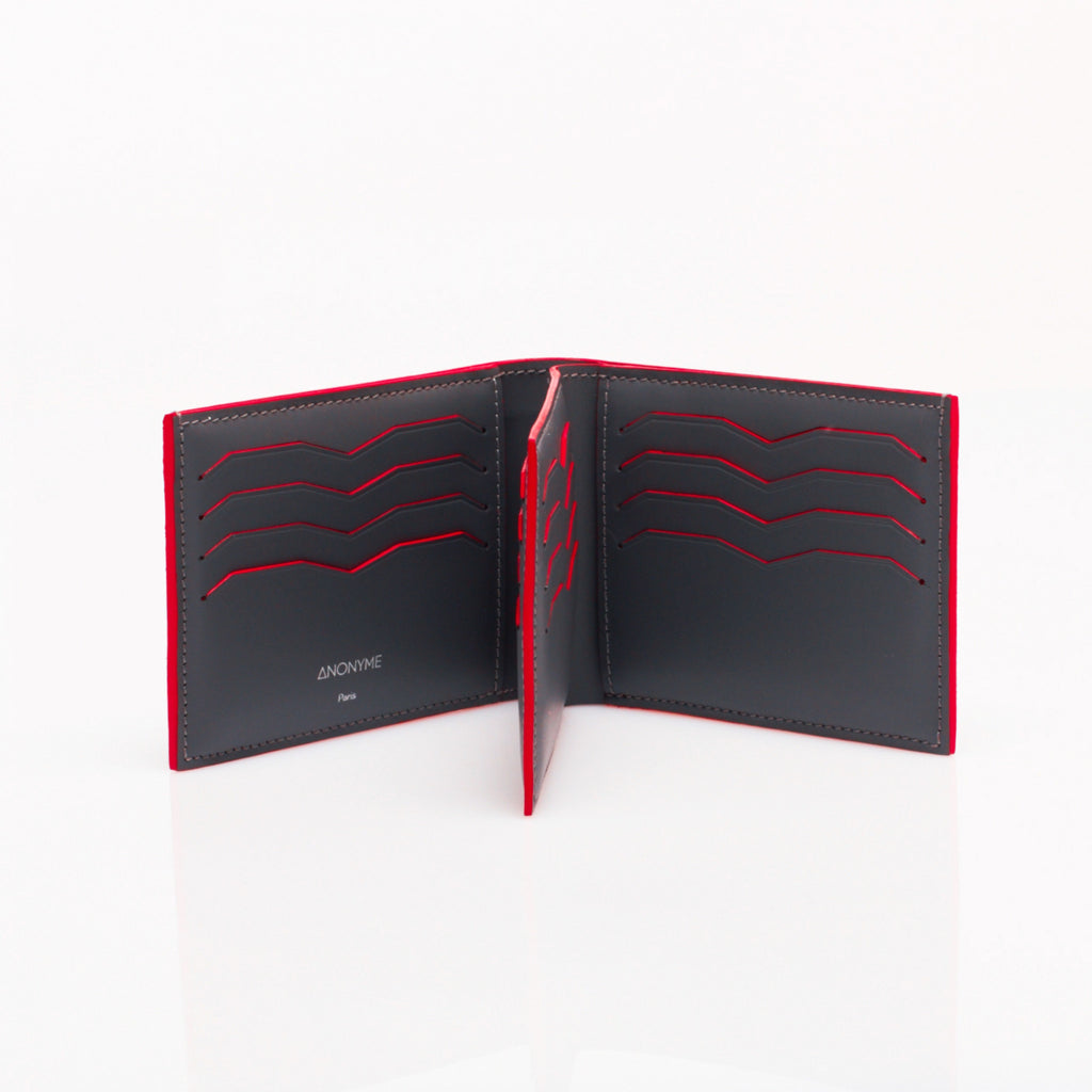 Made in FRANCE Gambetta Luxury Wallet in Red Buffalo by Anonyme Paris (16 credit card slots)