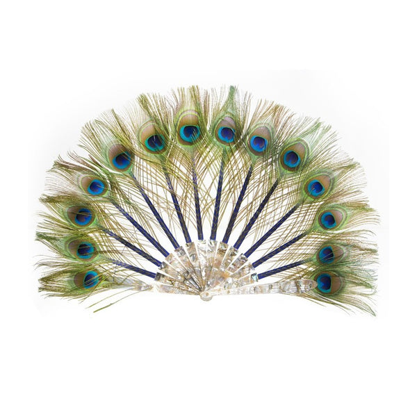 Luxury Peacock hand-fan by Duvelleroy Paris made in FRANCE