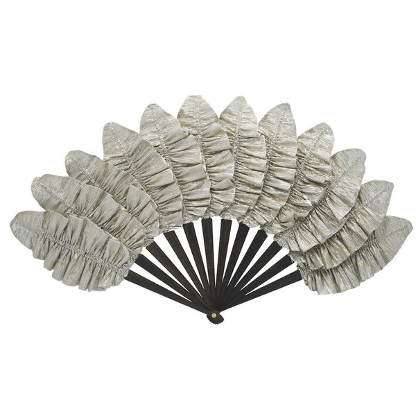 Luxury Silver Palmette hand-fan by Duvelleroy Paris made in FRANCE