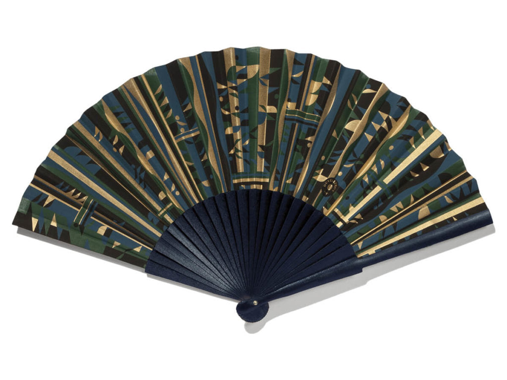 Black Waves hand-fan by DUVELLEROY Paris 1827 made in FRANCE